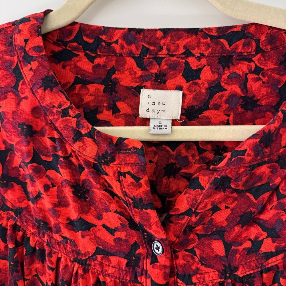 A New Day by Target red and black floral blouse
